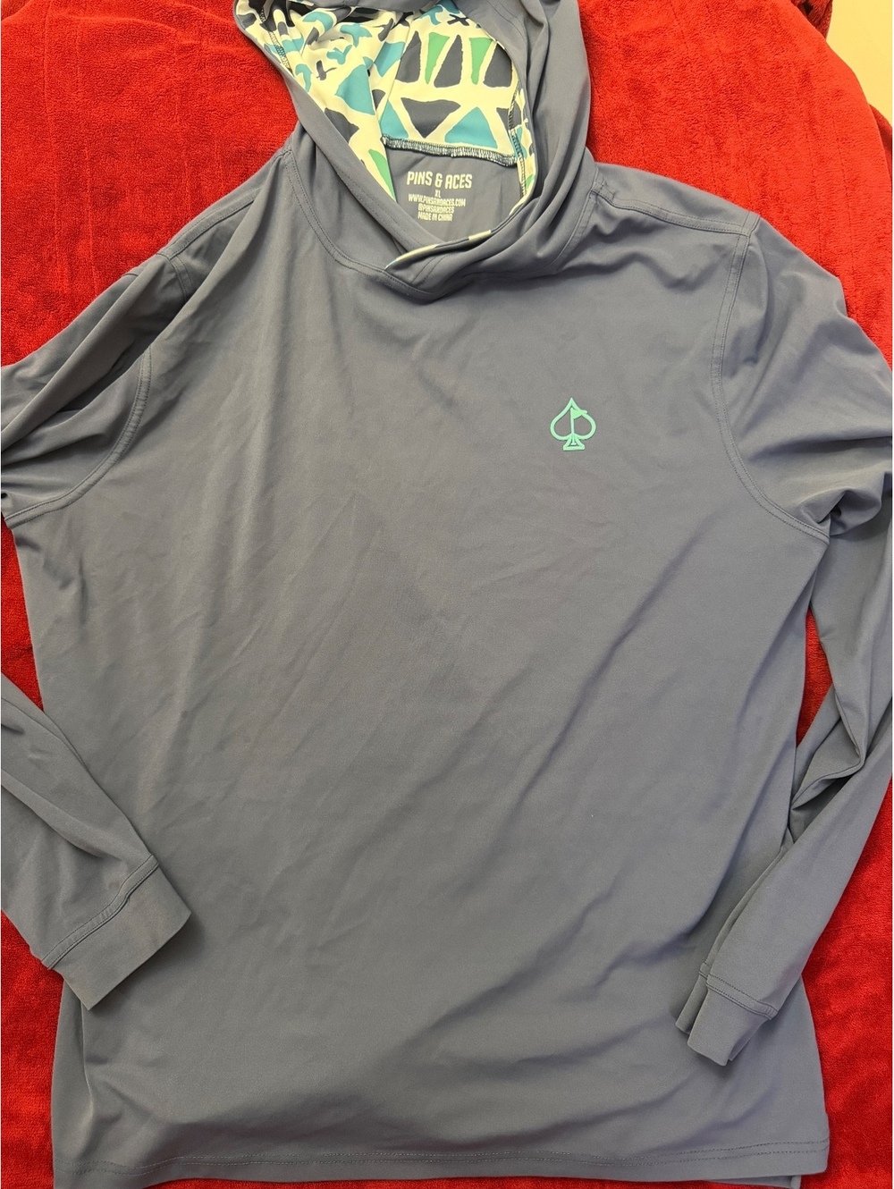 Pins & Aces Men's XL Navy Blue Hooded Pullover